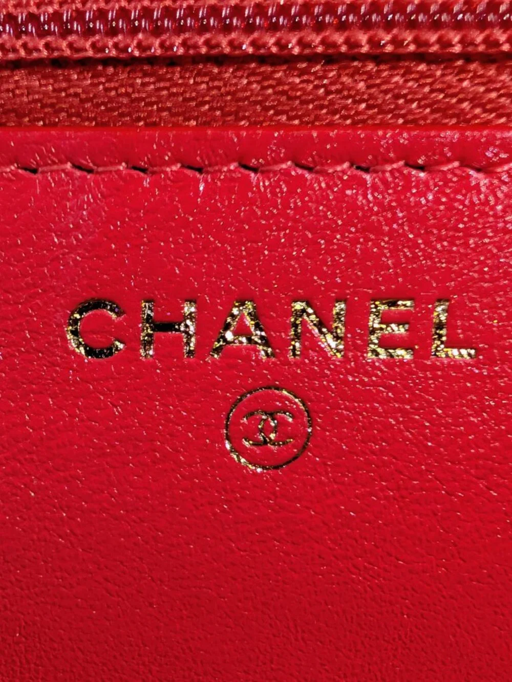 Chanel Bright Red Lambskin Classic Wallet on Chain (WOC)